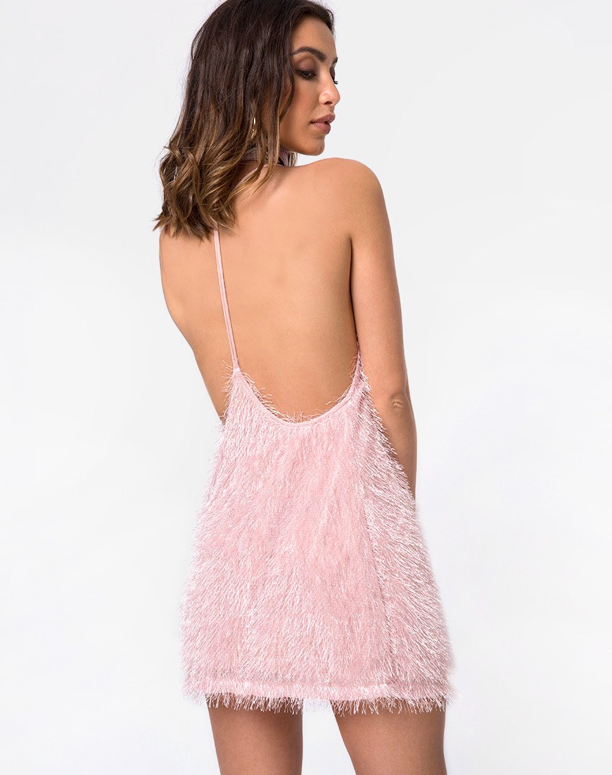 Image de la robe Finn en peluche à franges Sugar Pink