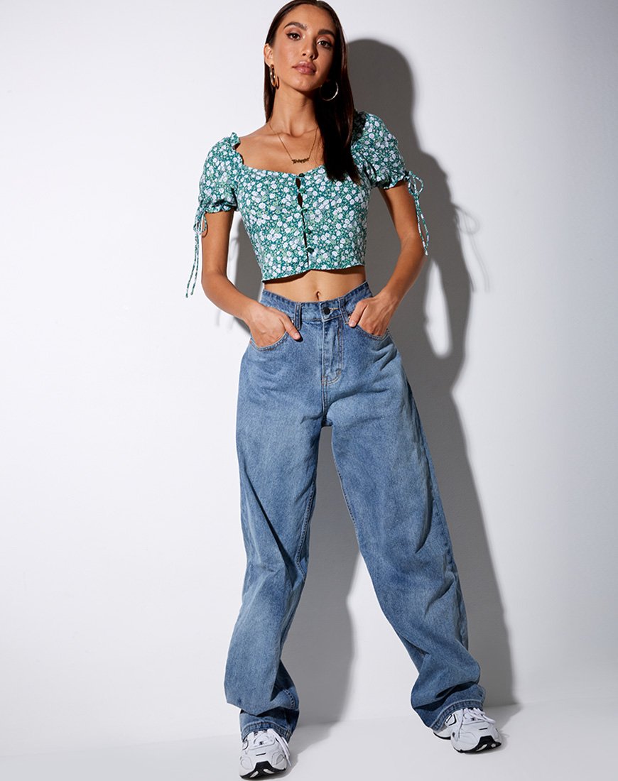 Image de Flaba Top in Floral Field Green