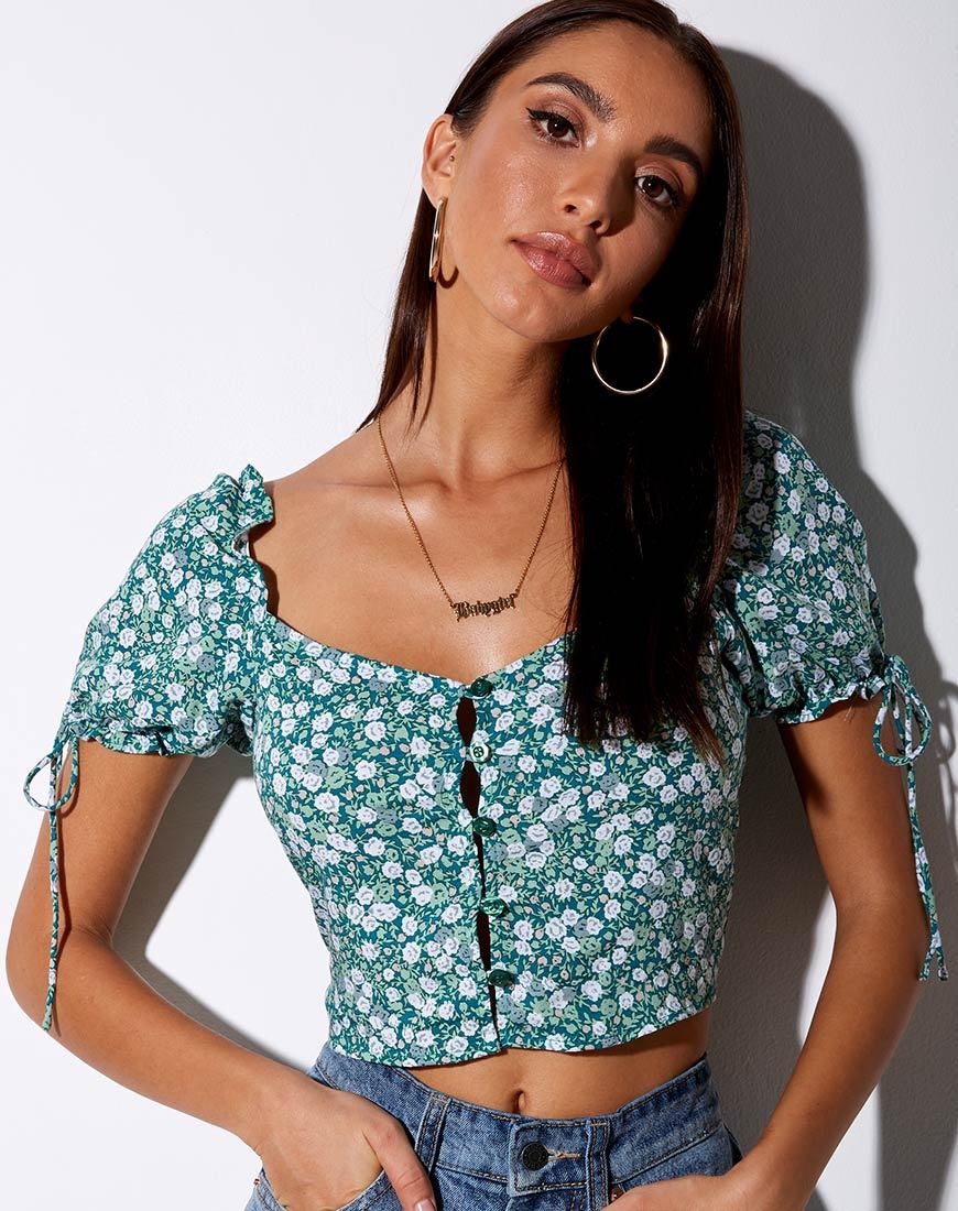 Image de Flaba Top in Floral Field Green