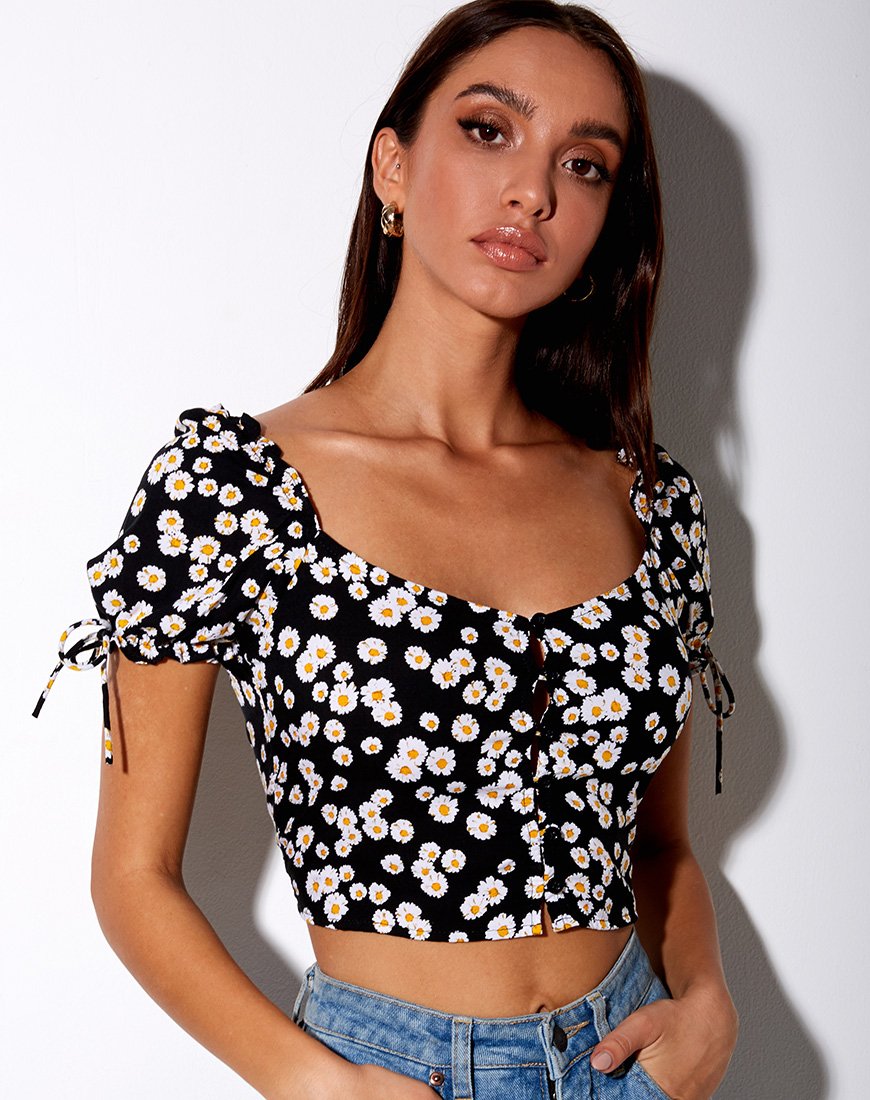 Image de Flaba Crop Top in Mini Daisy Black