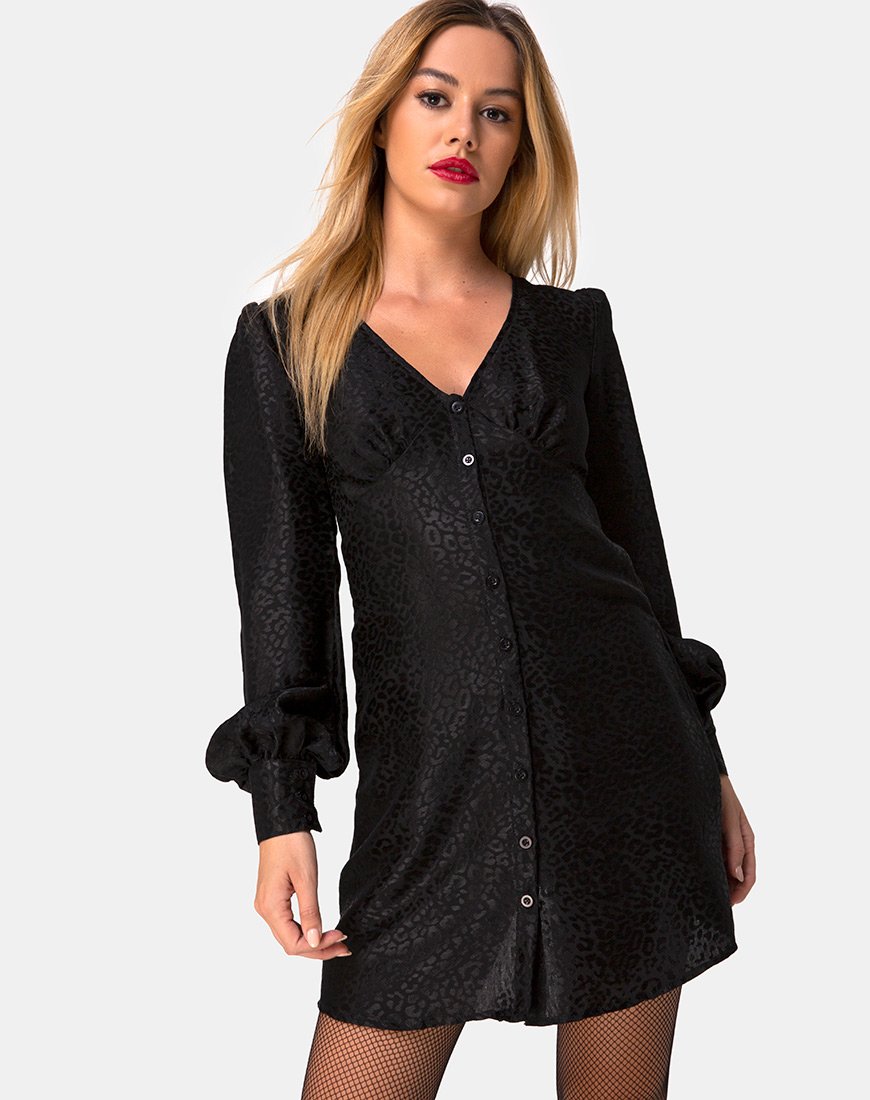 Robe Flara en satin Cheetah Black