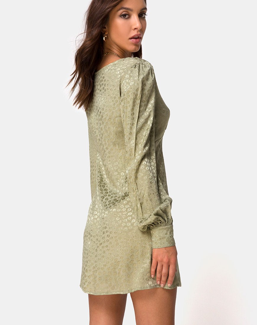 Robe à manches longues Flara en satin Ditsy Rose Sage