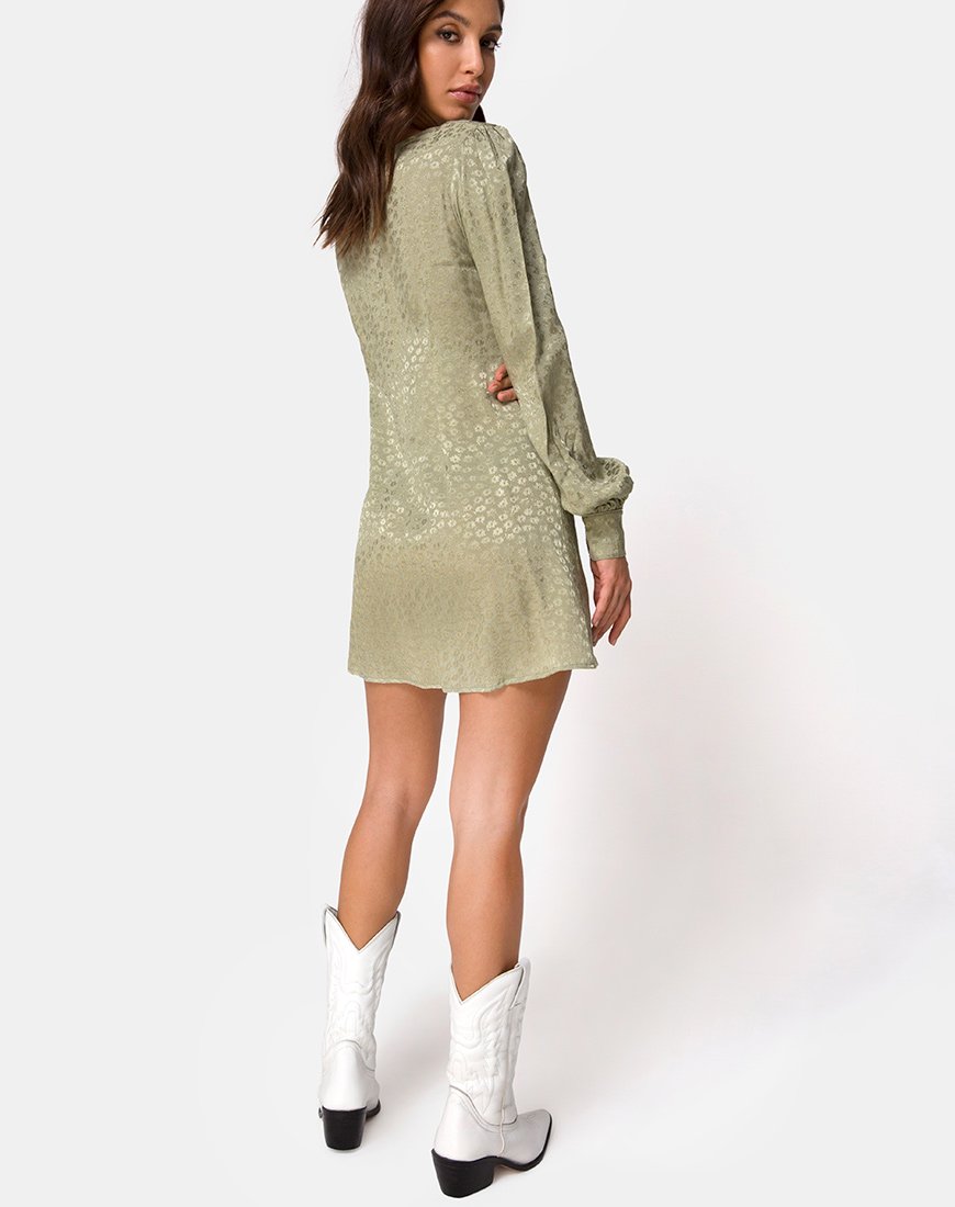 Image de la robe à manches longues Flara en satin Ditsy Rose Sage
