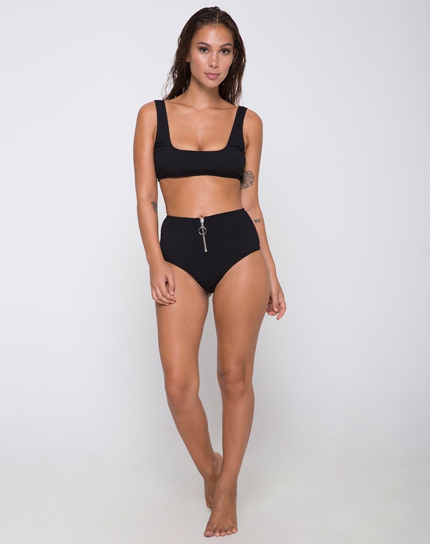 Fleata Bas de bikini Mini Rib Textured Onyx