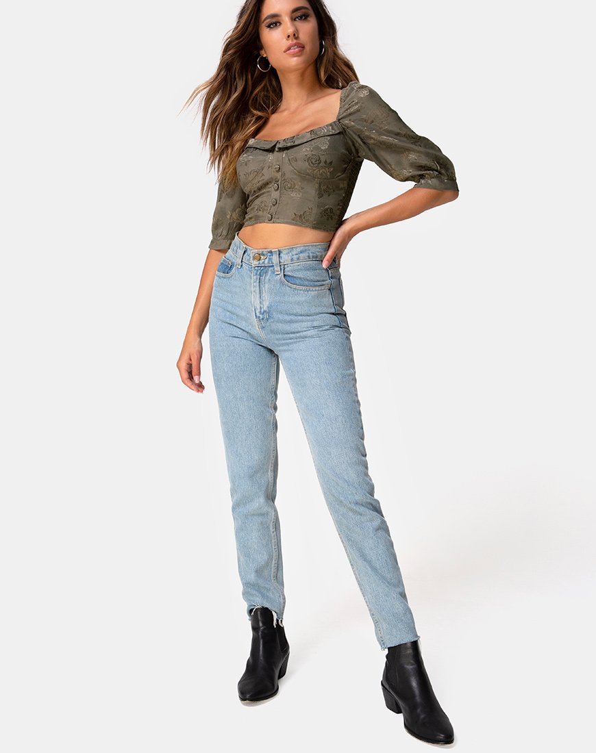 Image de Flory Crop Top en Satin Rose Silver Grey