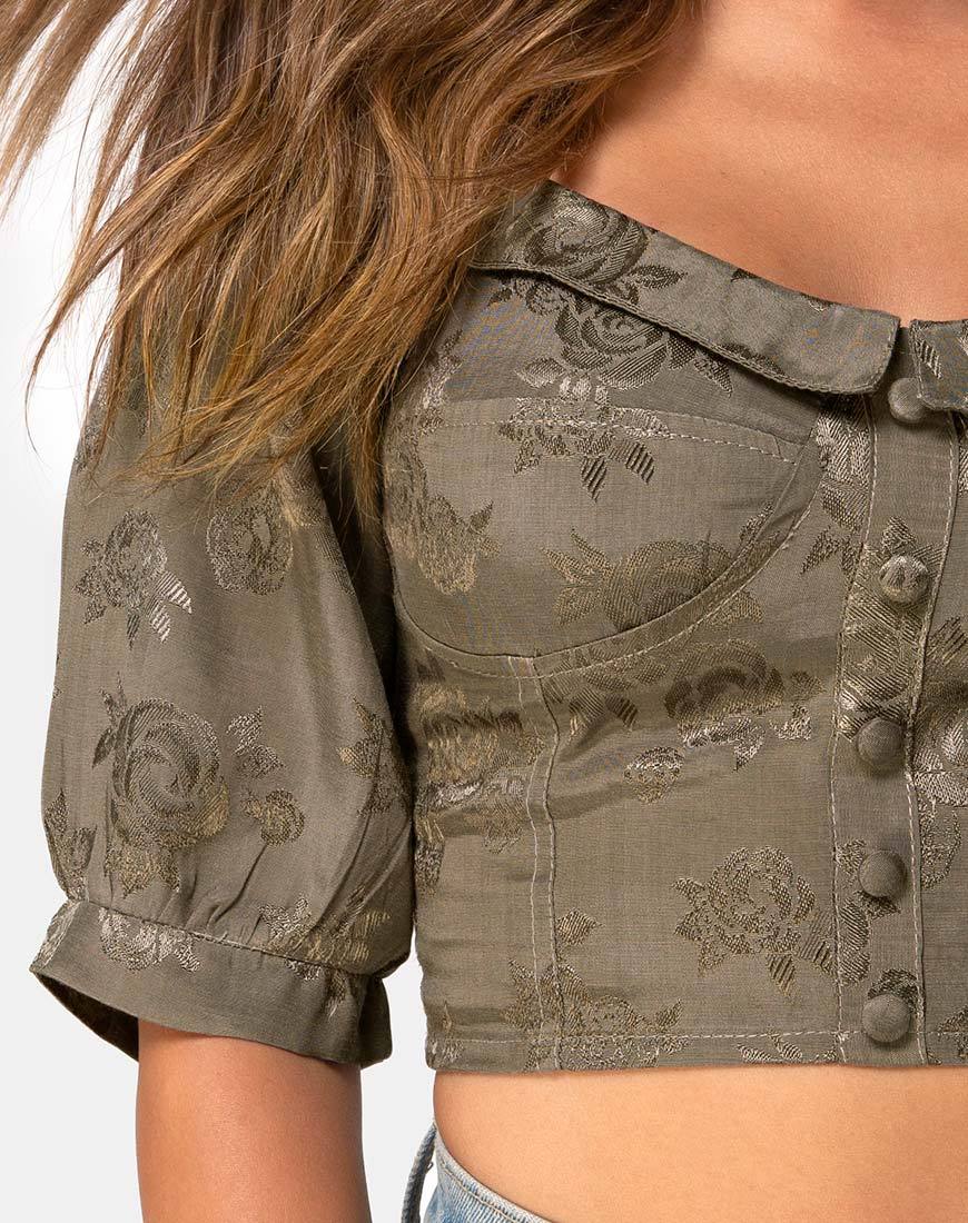 Image de Flory Crop Top en Satin Rose Silver Grey