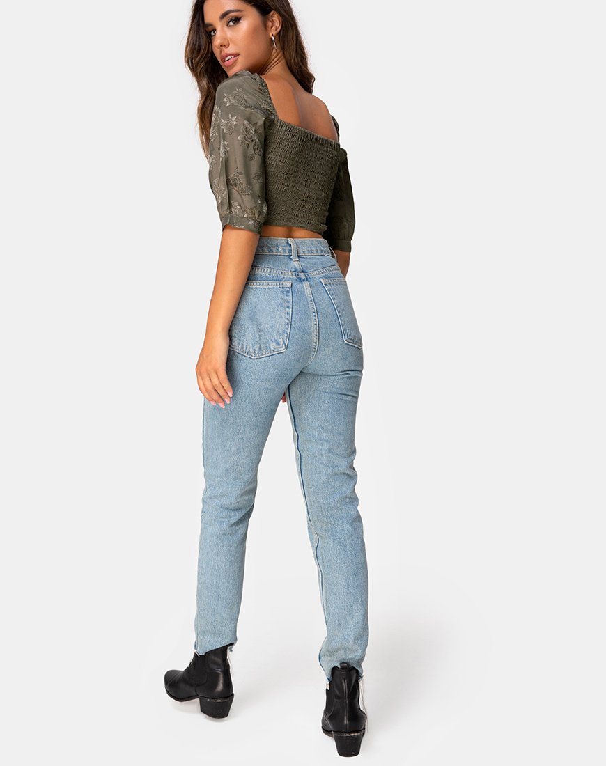 Image de Flory Crop Top en Satin Rose Silver Grey