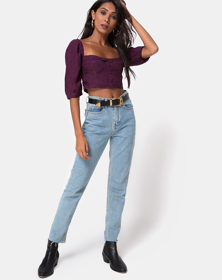 Image de Flory Top in Skater Polka Wine