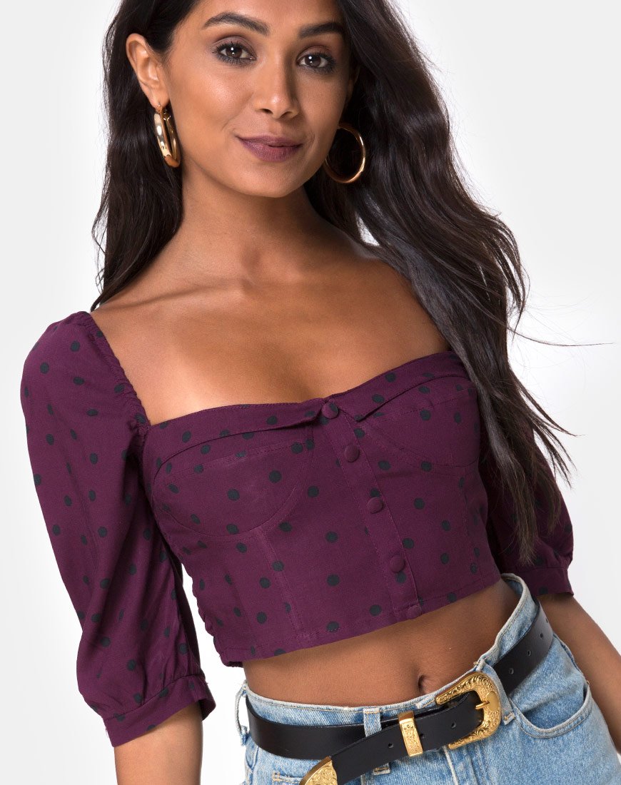Image de Flory Top in Skater Polka Wine