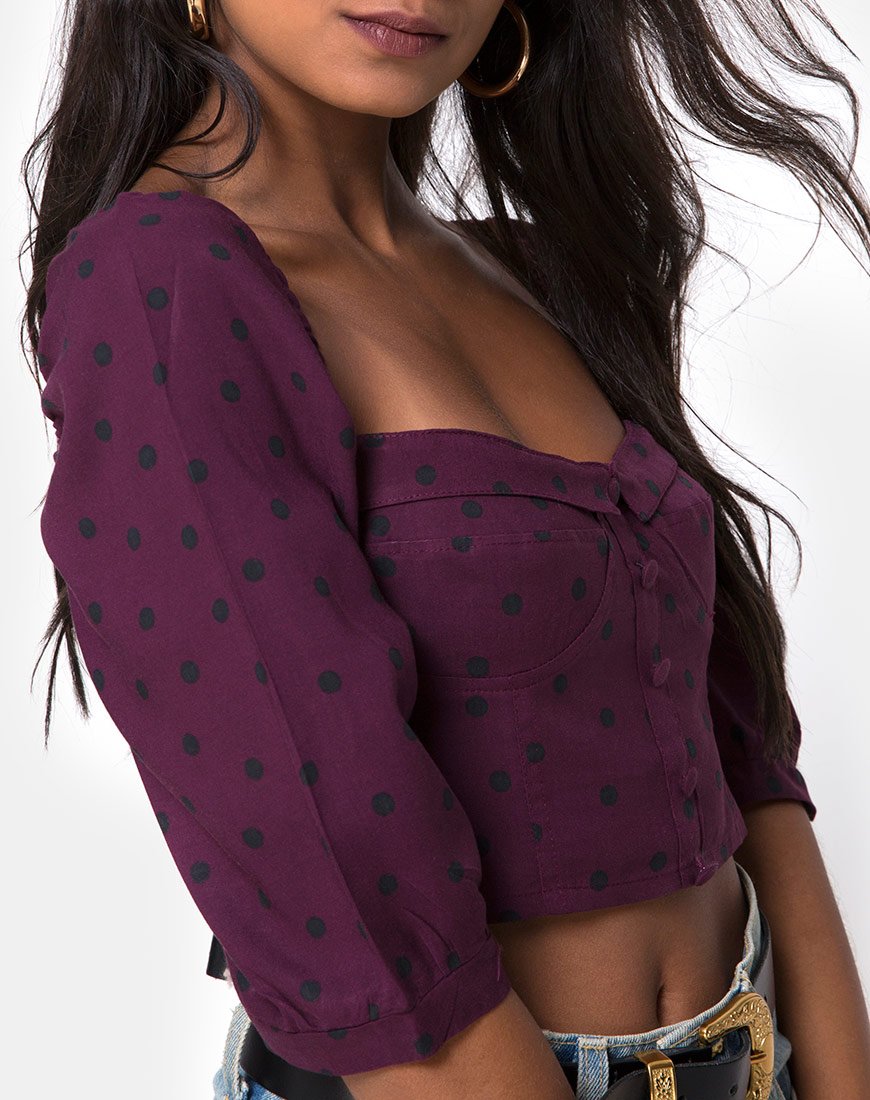 Image de Flory Top in Skater Polka Wine