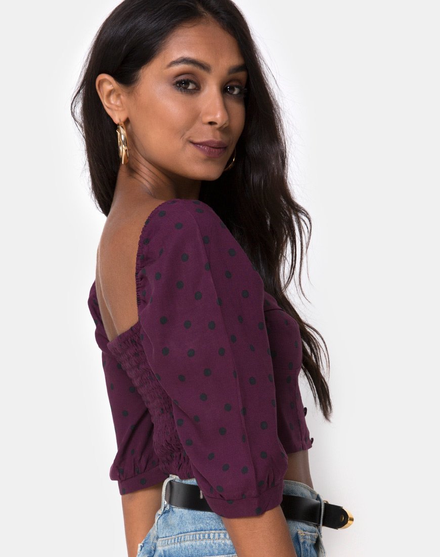 Image de Flory Top in Skater Polka Wine