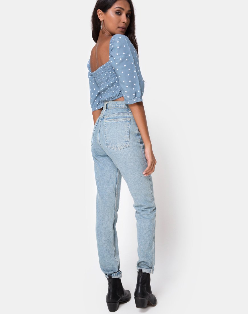 Image de Flory Crop Top in Skater Polka Blue