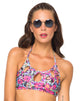 Image de Motel Flux Longline Bikini Top In Fluro Flower