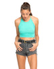 Image de Motel Folly Strappy Crop en aigue-marine