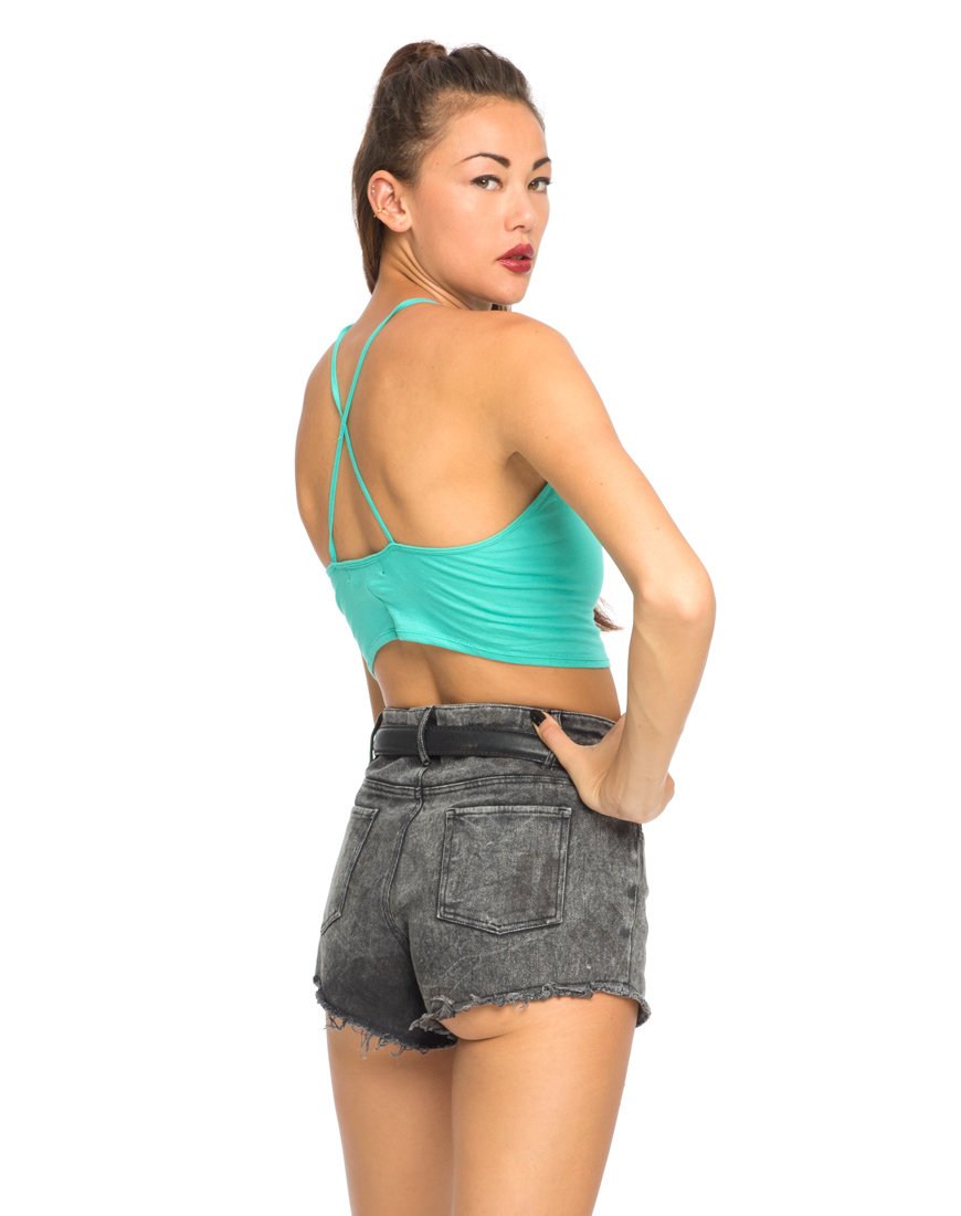 Image de Motel Folly Strappy Crop en aigue-marine