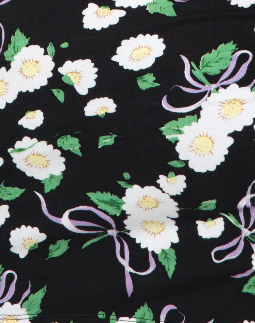 Image of Kimmy Bodycon Skirt in Daisy Ribbon Black