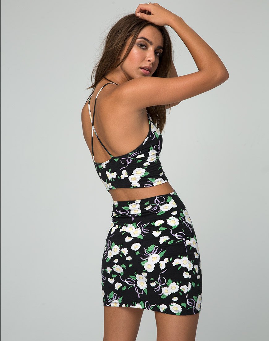Jupe de corps Kimmy, Daisy Ribbon Black