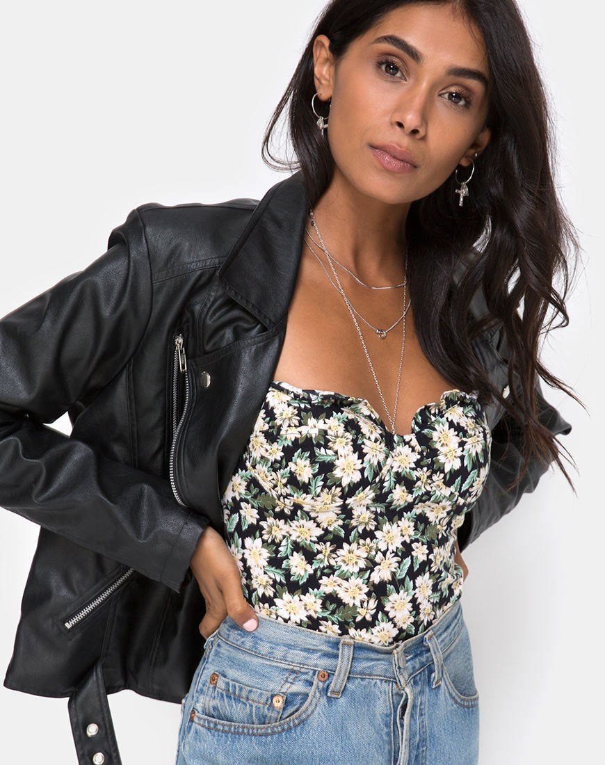 Corsage Franti en Aster noir