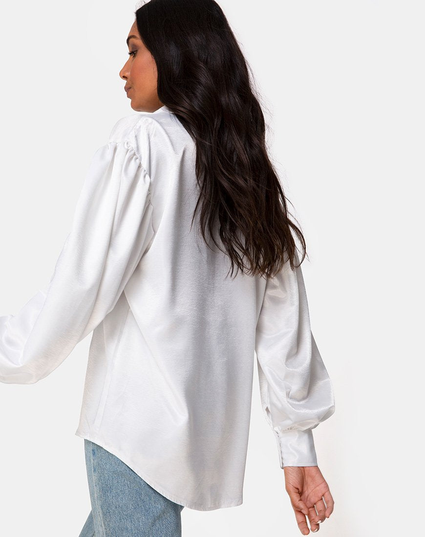 Image of Frantic Longsleeve Blouse in Satin Ivory