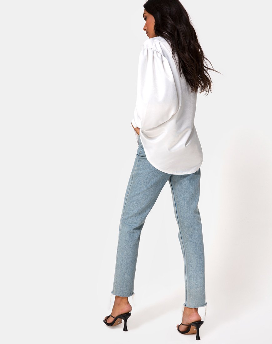 Image of Frantic Longsleeve Blouse in Satin Ivory