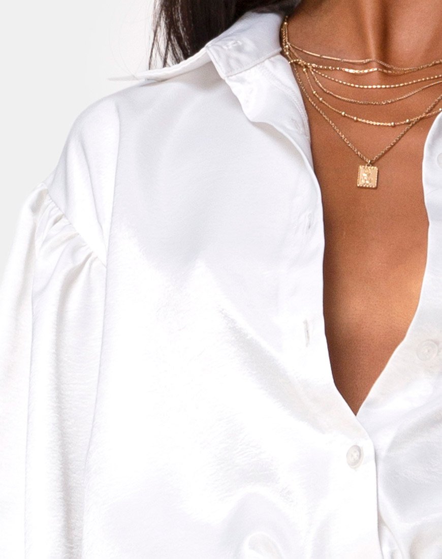 Image of Frantic Longsleeve Blouse in Satin Ivory