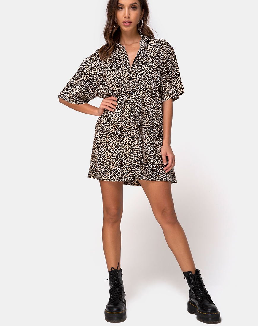 Image of Fresia Mini Dress in Brown Rar Leopard