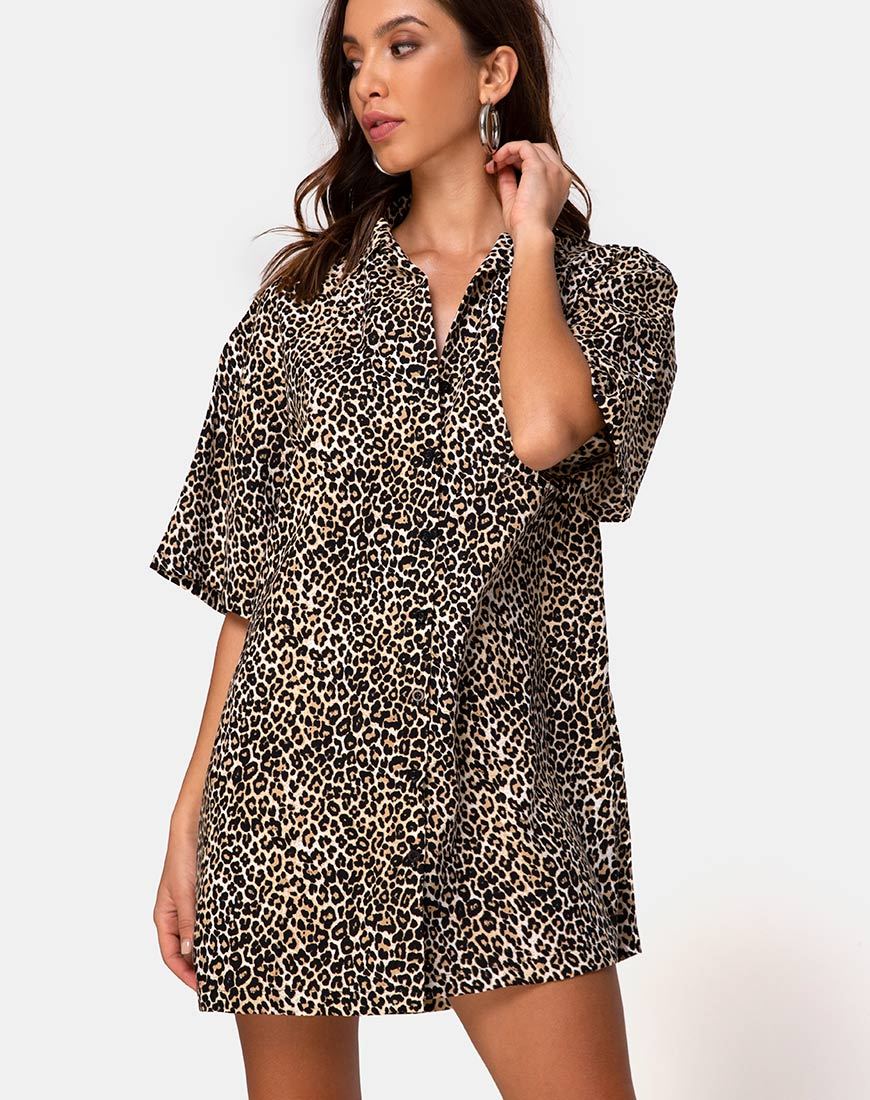 Image of Fresia Mini Dress in Brown Rar Leopard