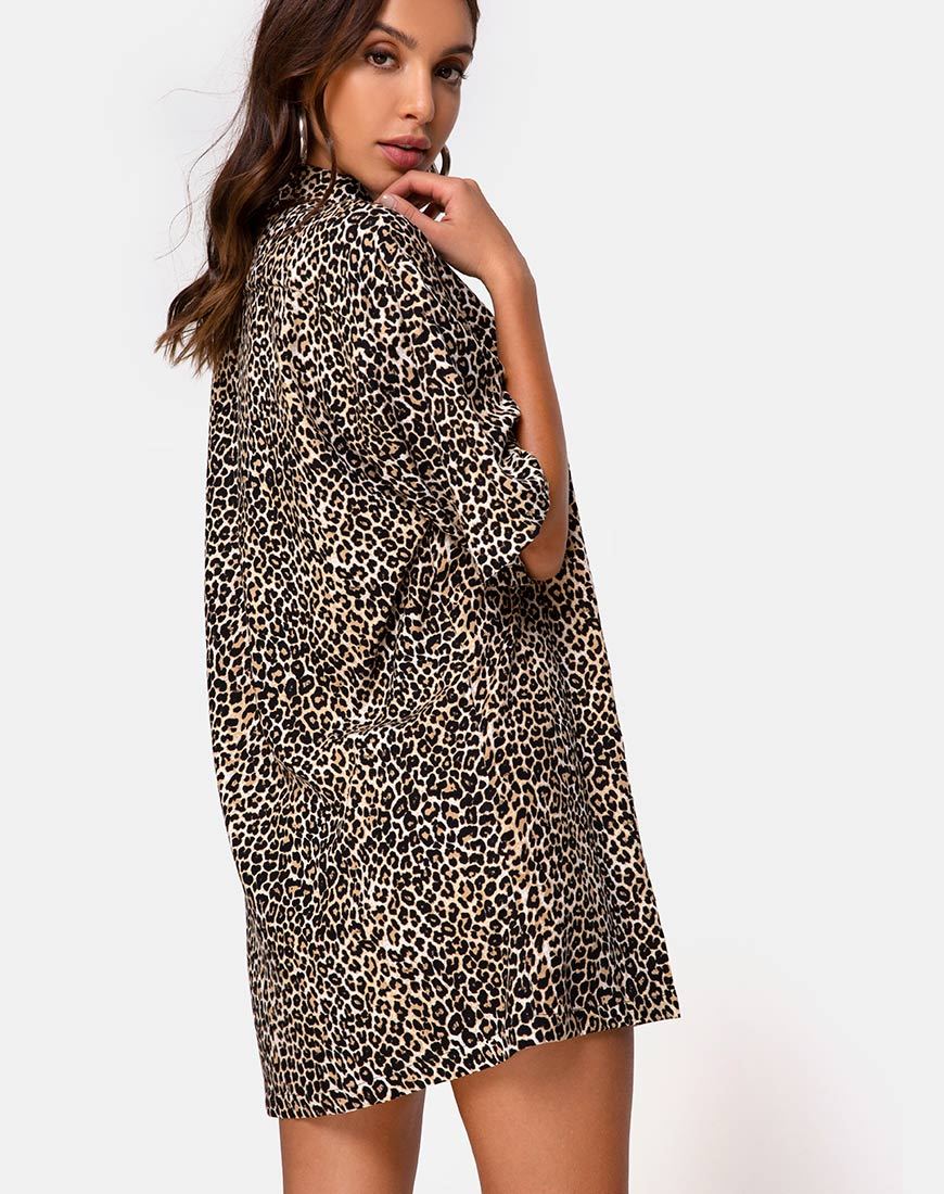Image of Fresia Mini Dress in Brown Rar Leopard