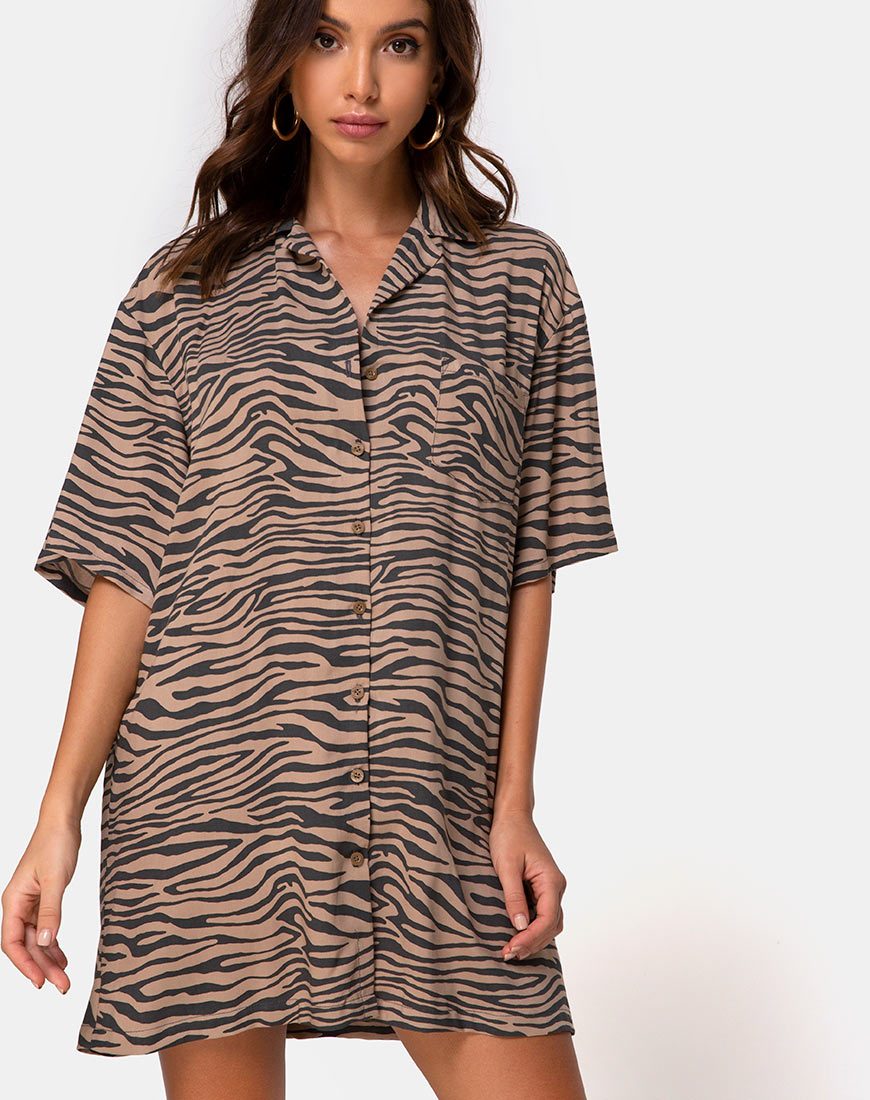 Mini robe Fresia en taupe zébré
