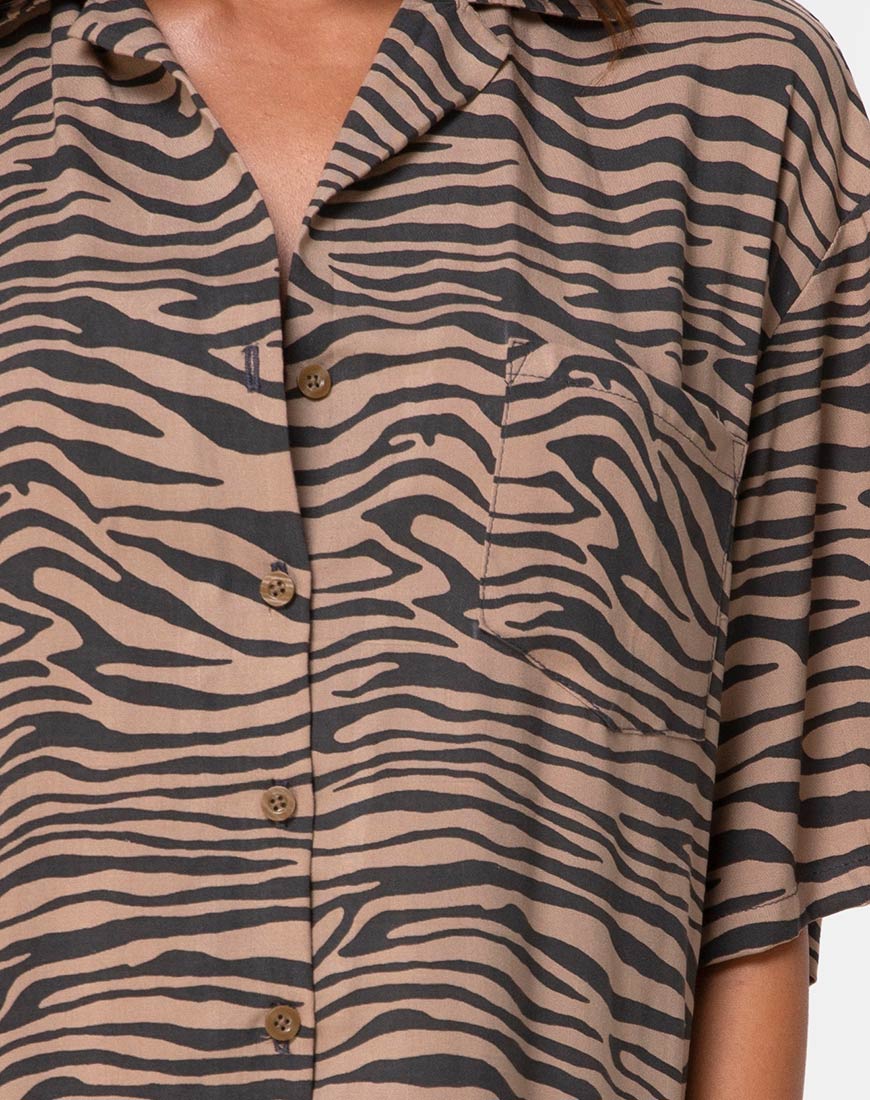 Image of Fresia Mini Dress in Taupe Zebra