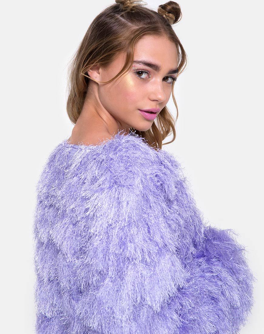 Veste boule en fausse fourrure Lilas