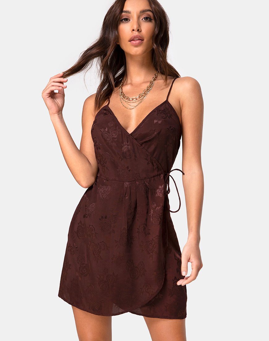 Robe portefeuille Furiosa en satin rose cacao