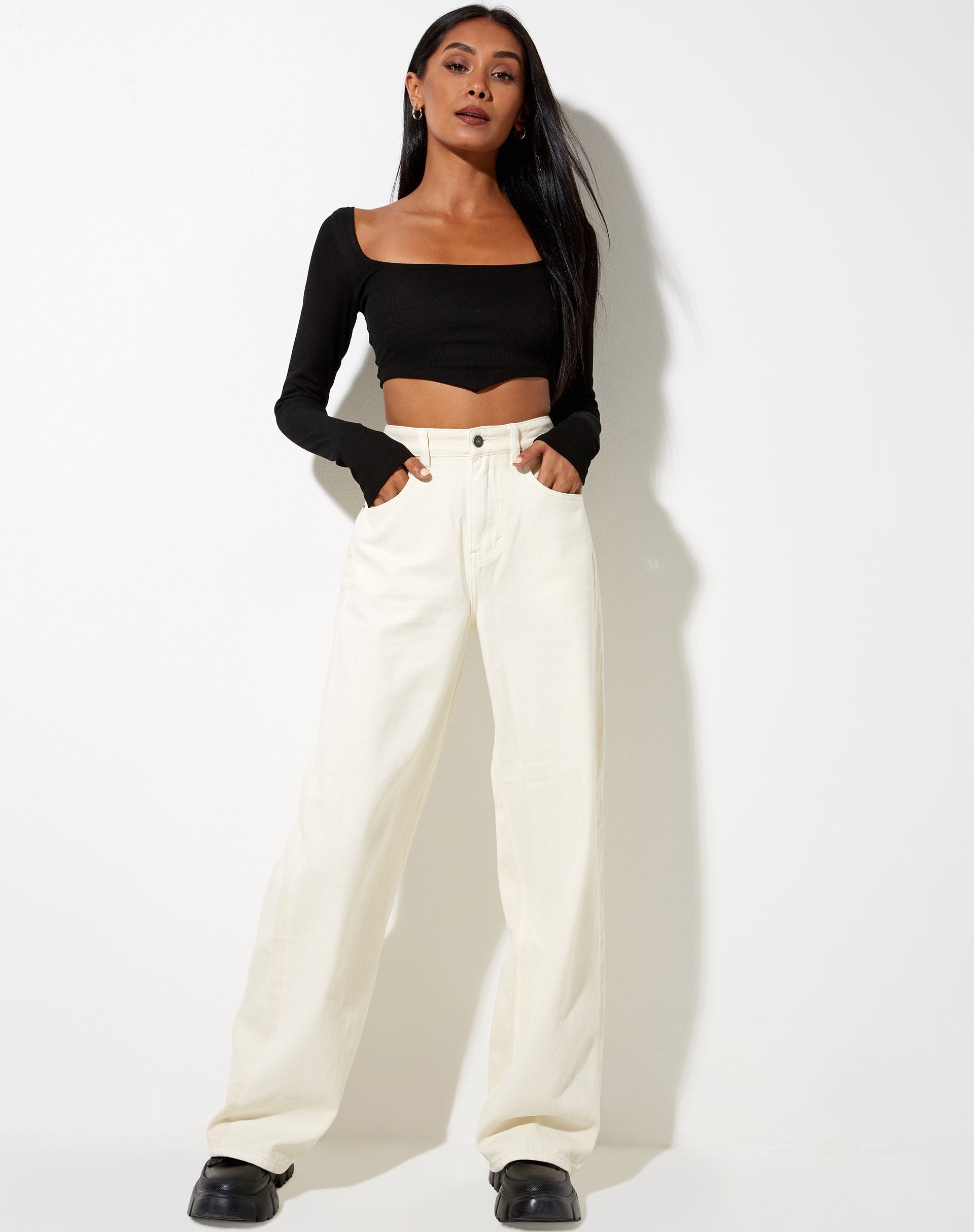 Image de Gadze Crop Top in Rib Black