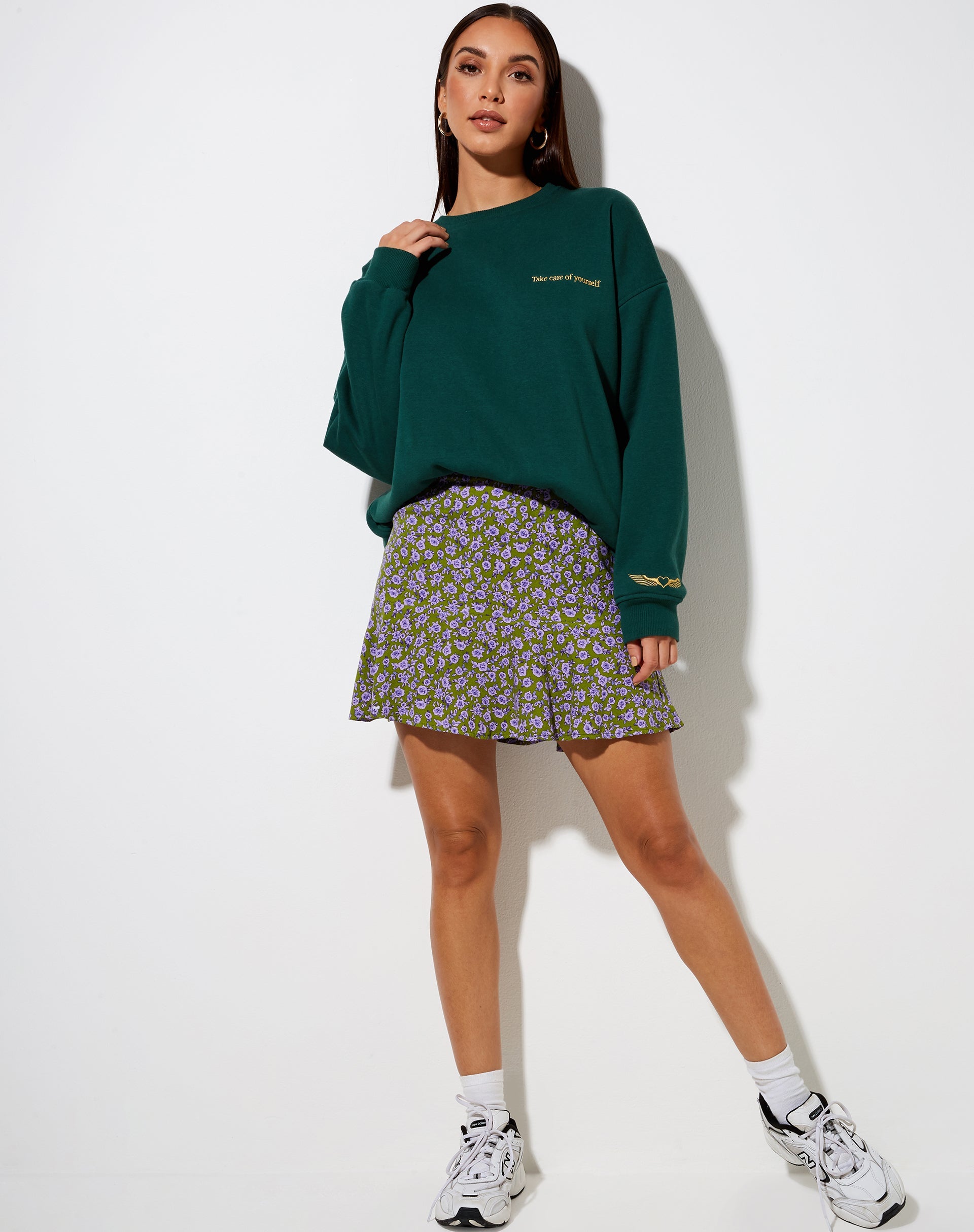 Image de la mini-jupe Gaelle, Autumn Blossom Khaki