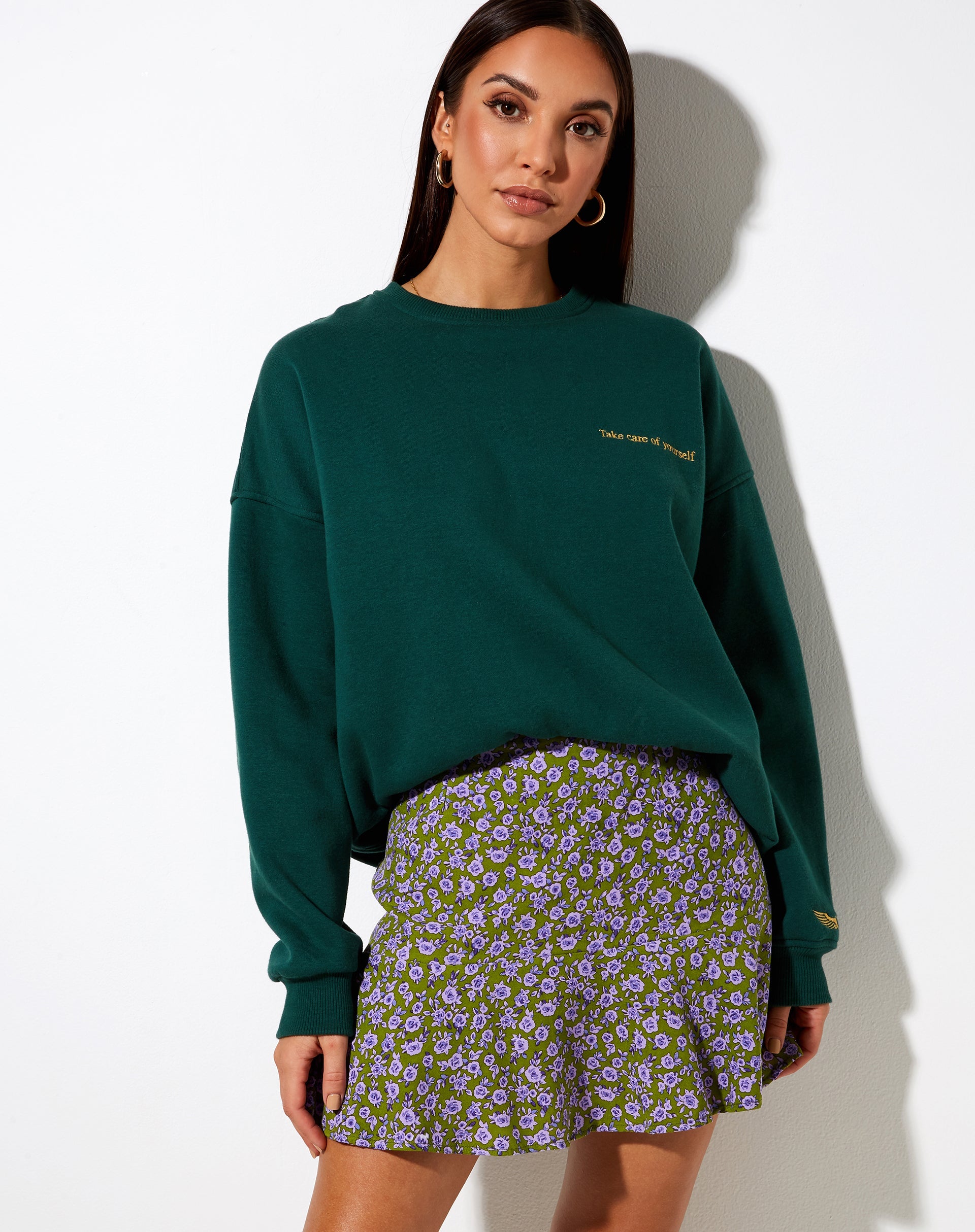 Image de la mini-jupe Gaelle, Autumn Blossom Khaki