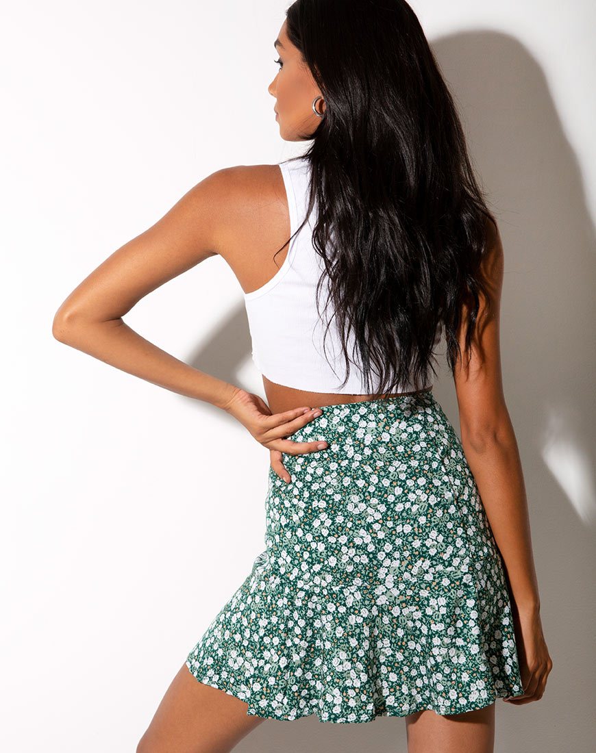 Jupe Gaelle, vert champ floral