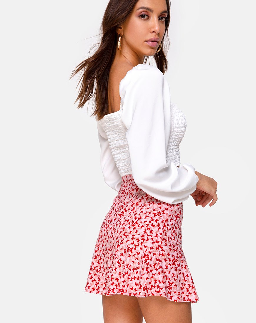 Minijupe Gaelle, Ditsy Butterfly Peach and Red