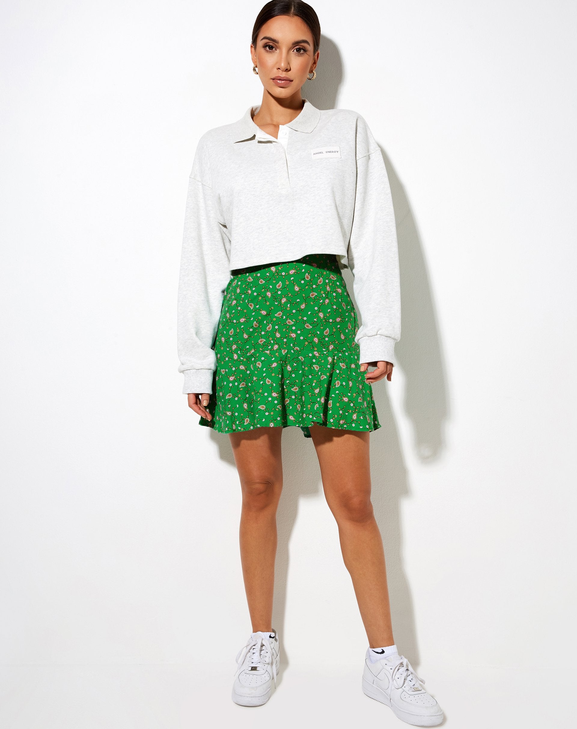 Image de la mini-jupe Gaelle, Paisley Fun Green