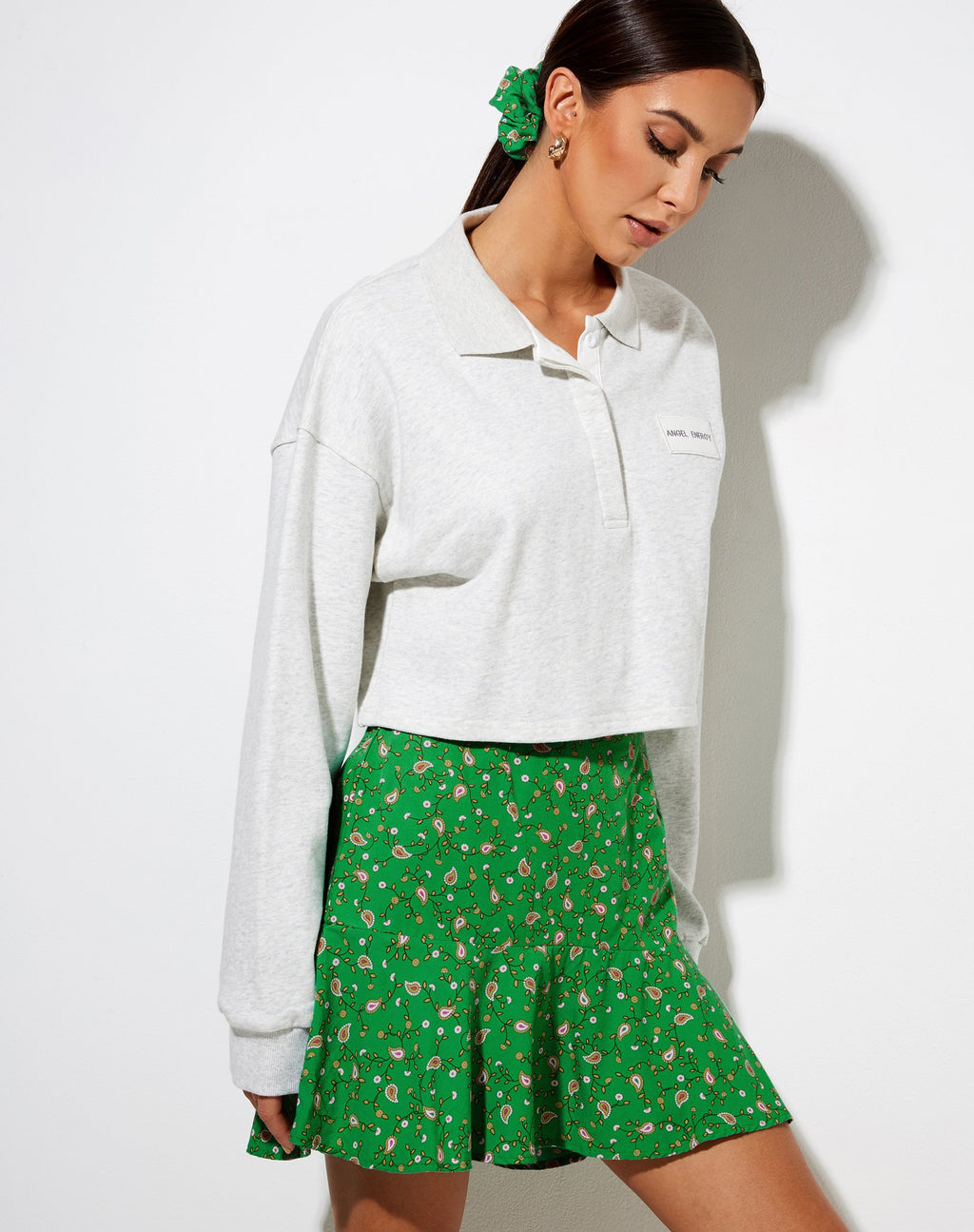 Minijupe Gaelle, Paisley Fun Green