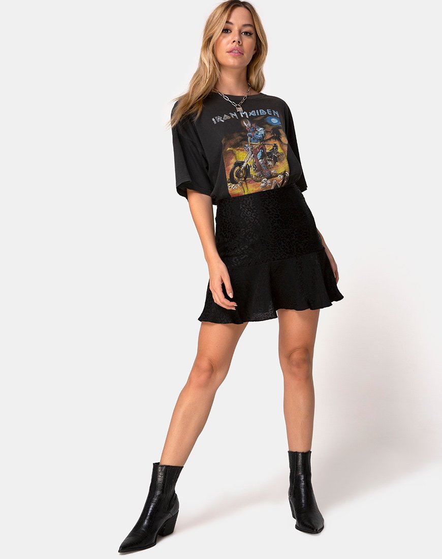 Image de la jupe patineuse Gaelle en satin Cheetah Black