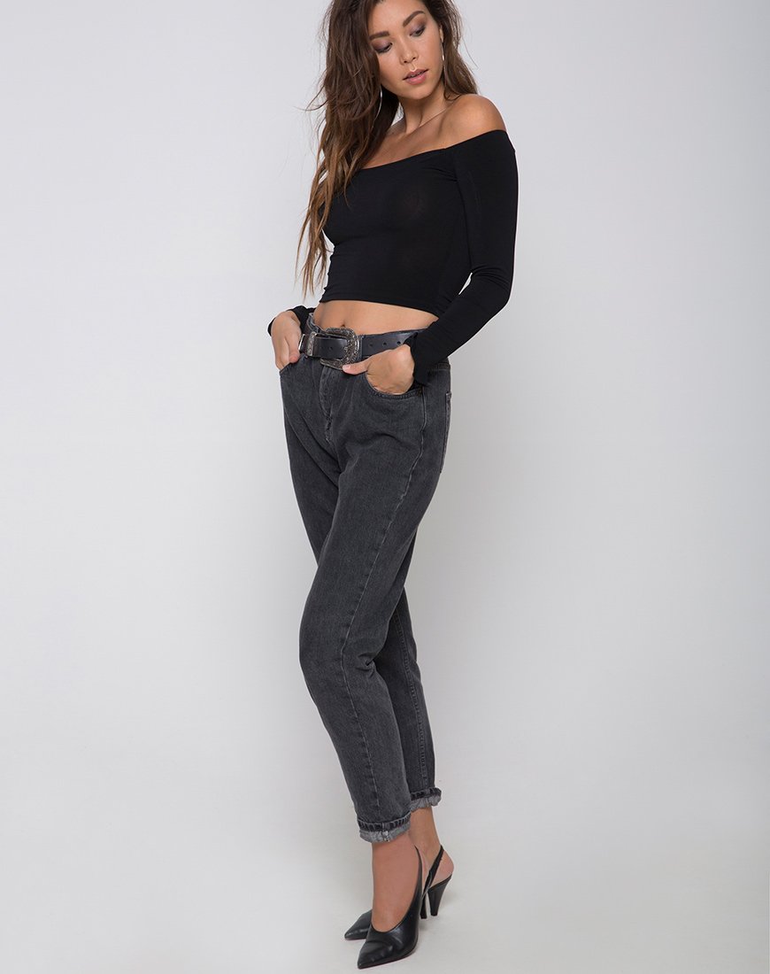 Image de Gaga Off The Shoulder Crop en noir