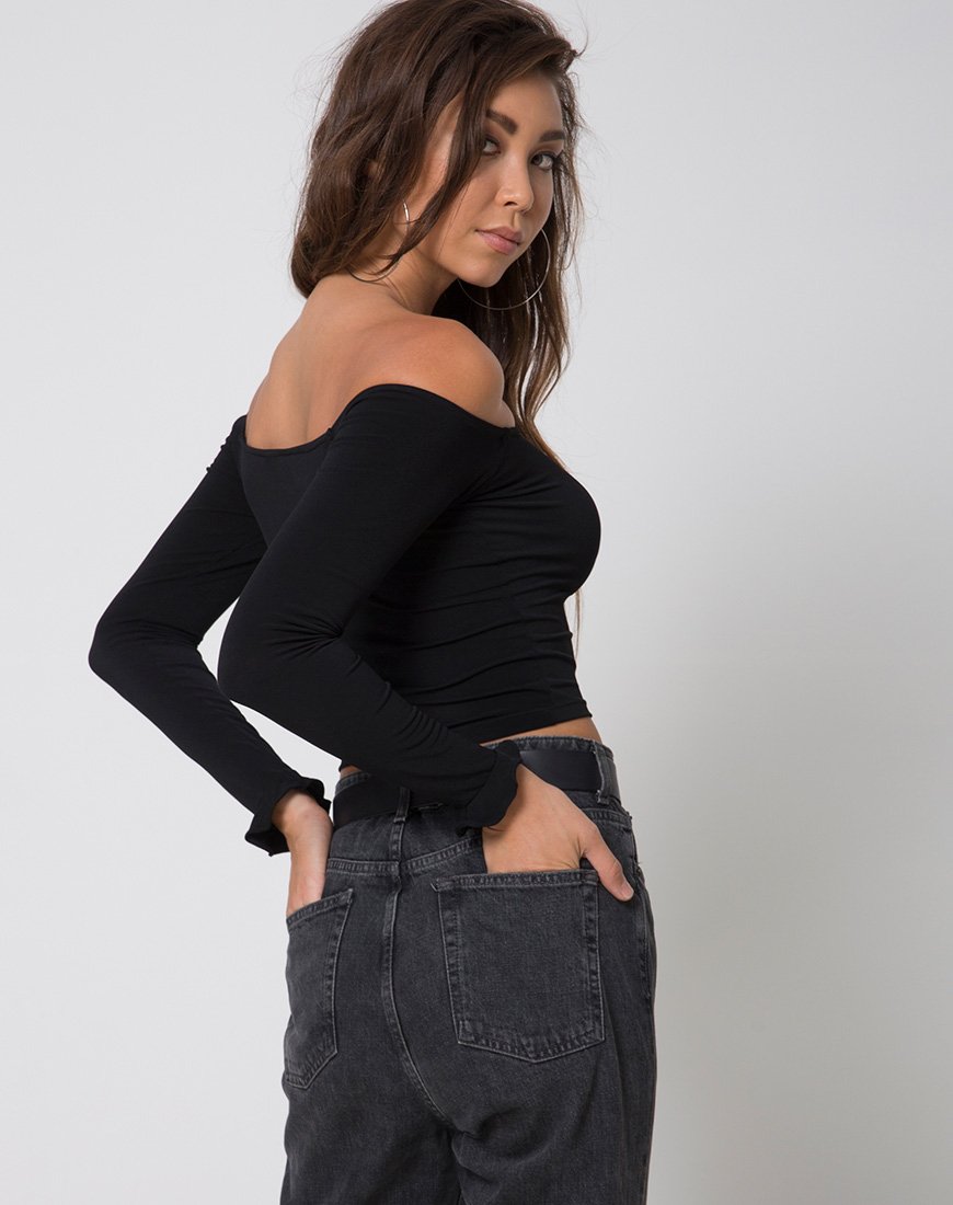 Image de Gaga Off The Shoulder Crop en noir