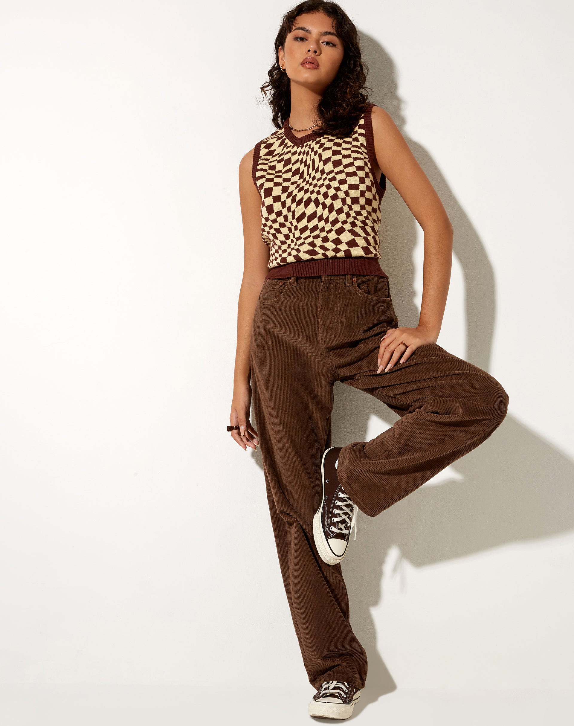 Image de Gaira Vest Top in Knit Square Flag Coffee Quartz