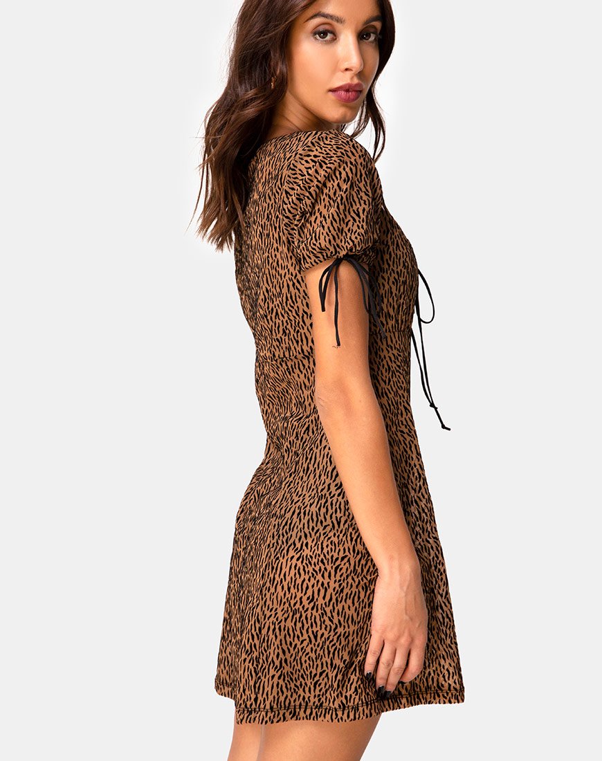 Robe Guenette en Animal Flock Tan Net