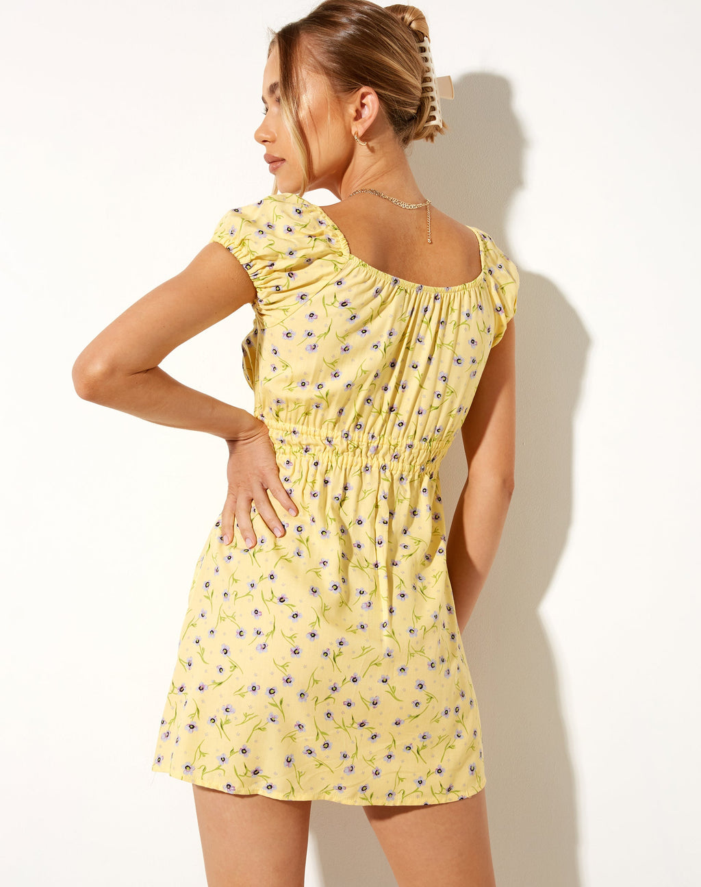 Mini robe Galova, fleurs sauvages Lemon Drop