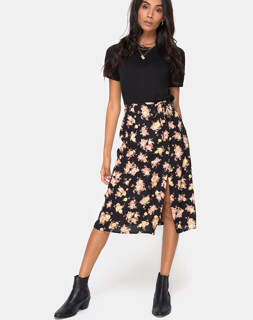 Jupe midi Gamaris, rose antique noir