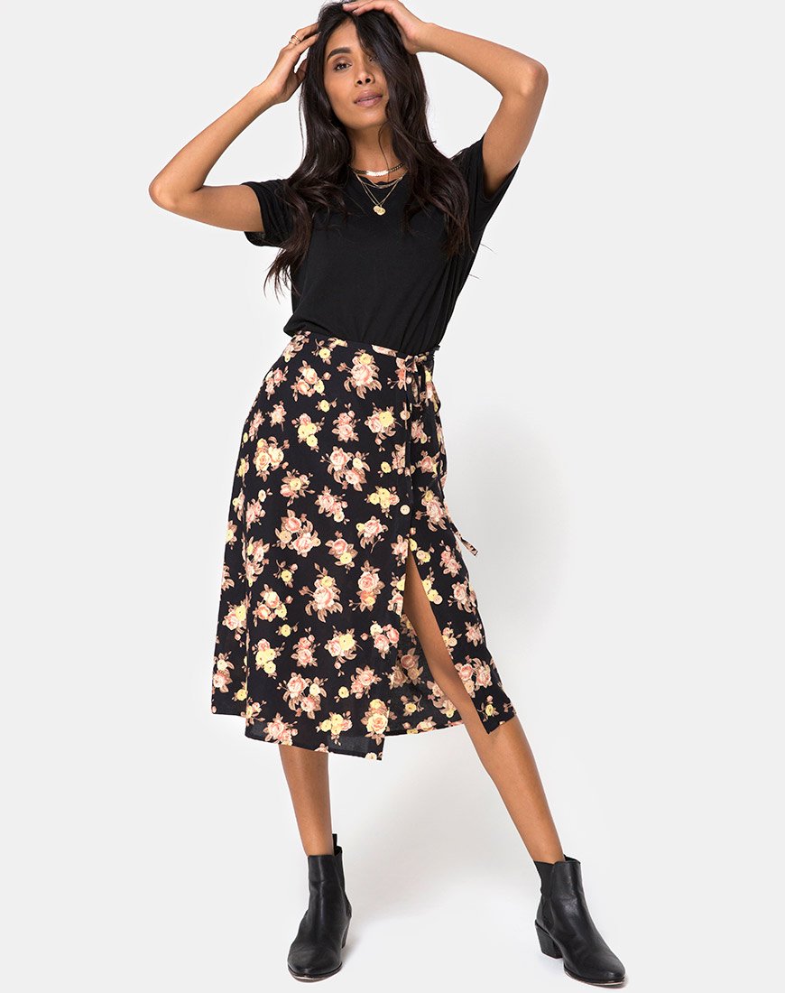 Image de Gamaris Midi Skirt in Antique Rose Black