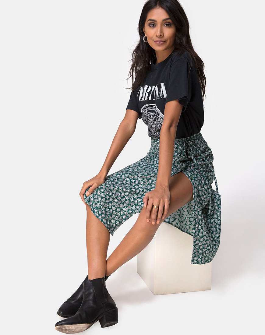 Jupe Gamaris, Floral Bloom Green