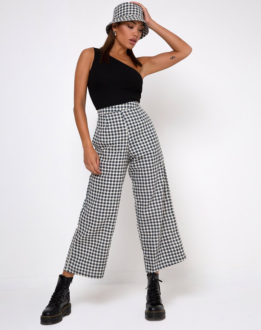 Pantalon Culotte Gamila, vichy crème