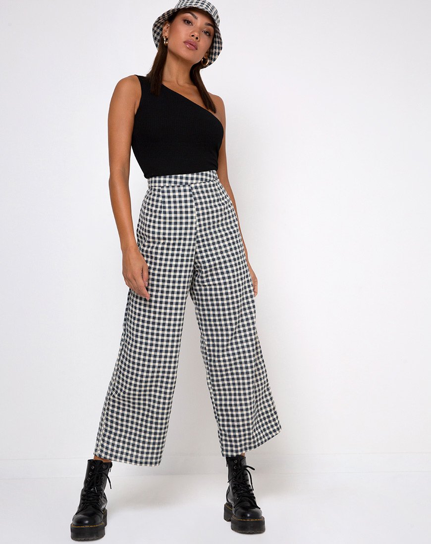 Image de Gamila Culotte Trouser in Gingham Cream